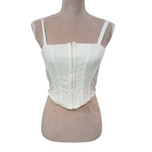 Willow Root Ivory Corset Top Square Neck Hook Front Size Small Cami Layering